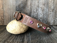 LOVE Leather Collar - Hearts and Gems