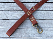 Leather Handmade Leash with Antique Brass and Crystal Embellishment